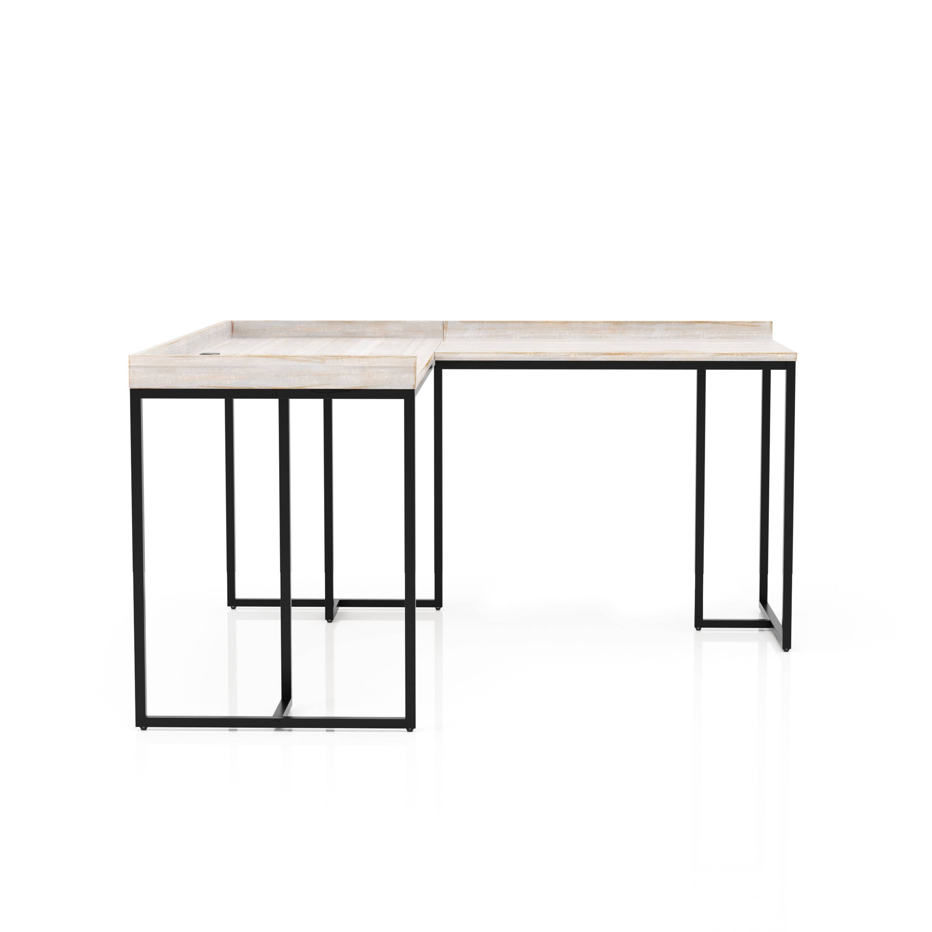 Timor L-Desk with USB Plug in Antique White